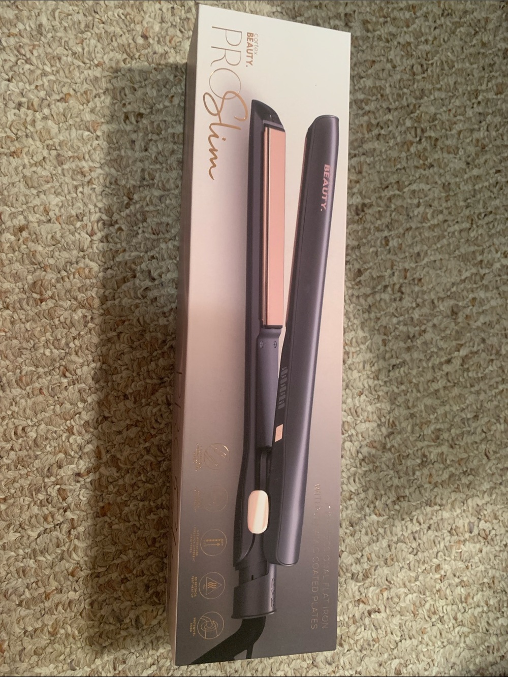 NWT Cortex Beauty ProSlim Hair 1 inch Straightener - Black with Rose Gold Plates